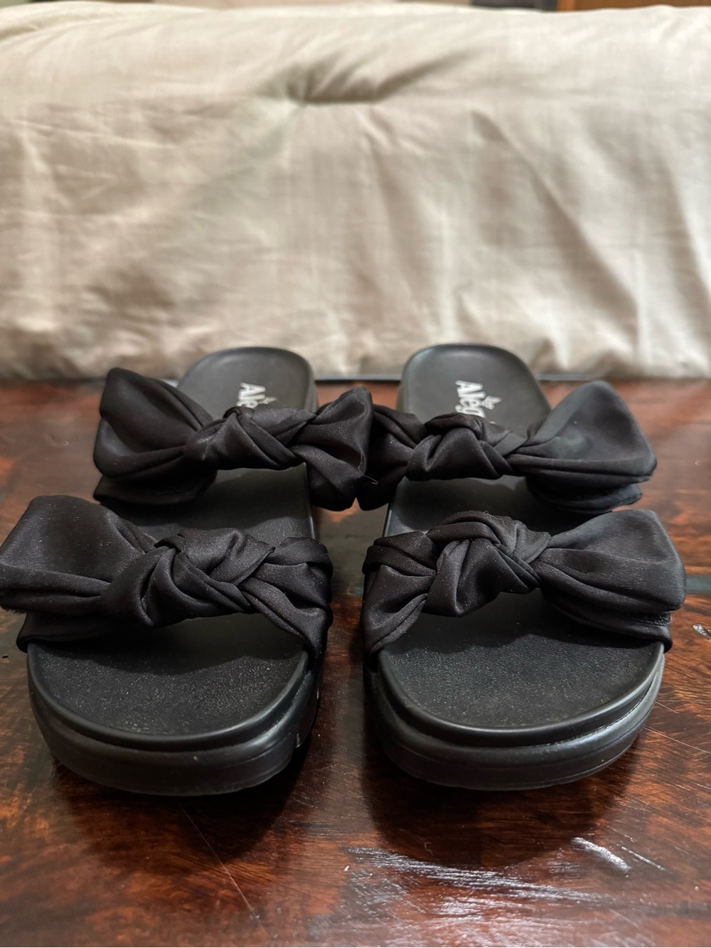 Alegria Black Dream Fit, Knotted Double-Strap Slide Sandals, US 7.5